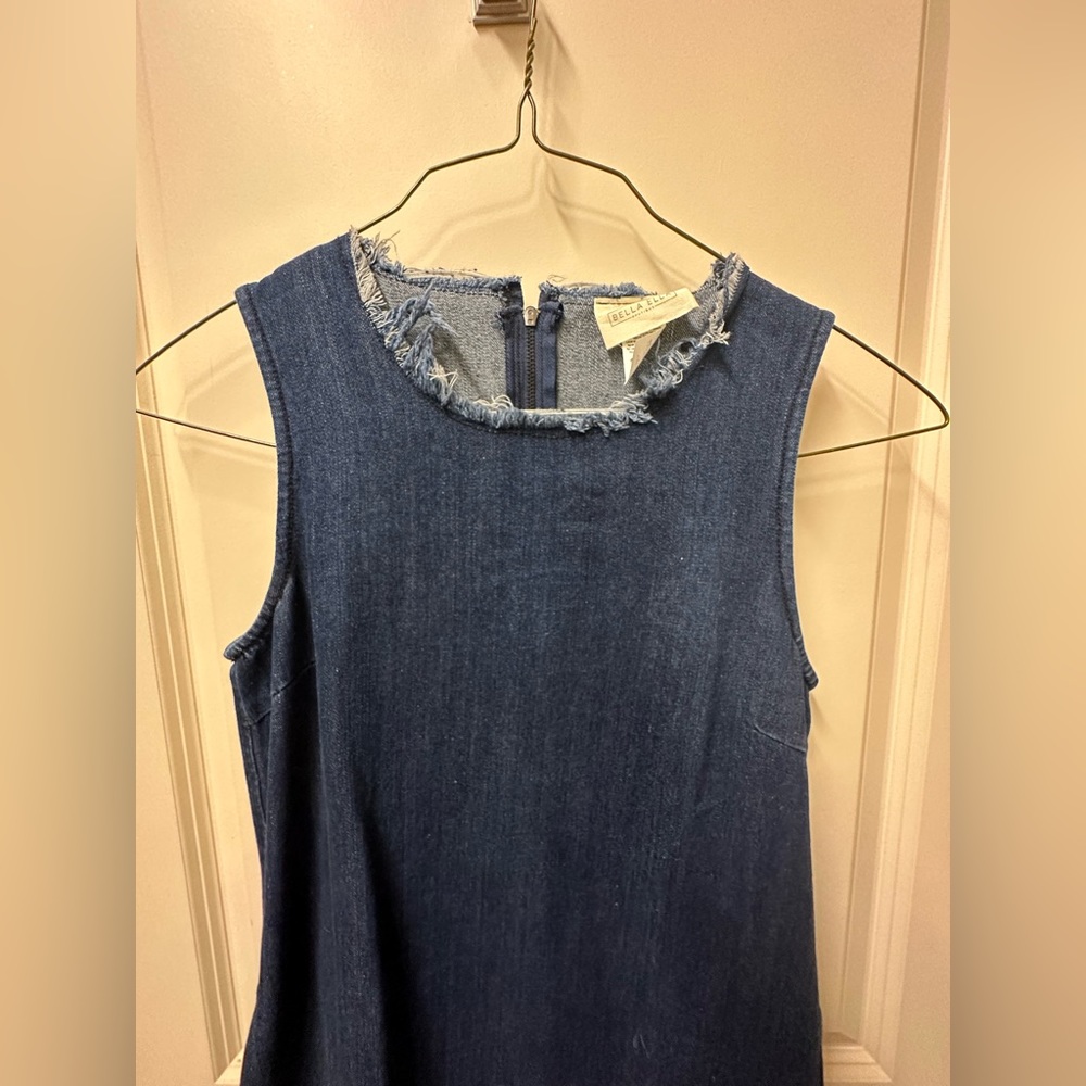 Size Small Colorblock Frayed Denim Dress - Picture 7 of 9
